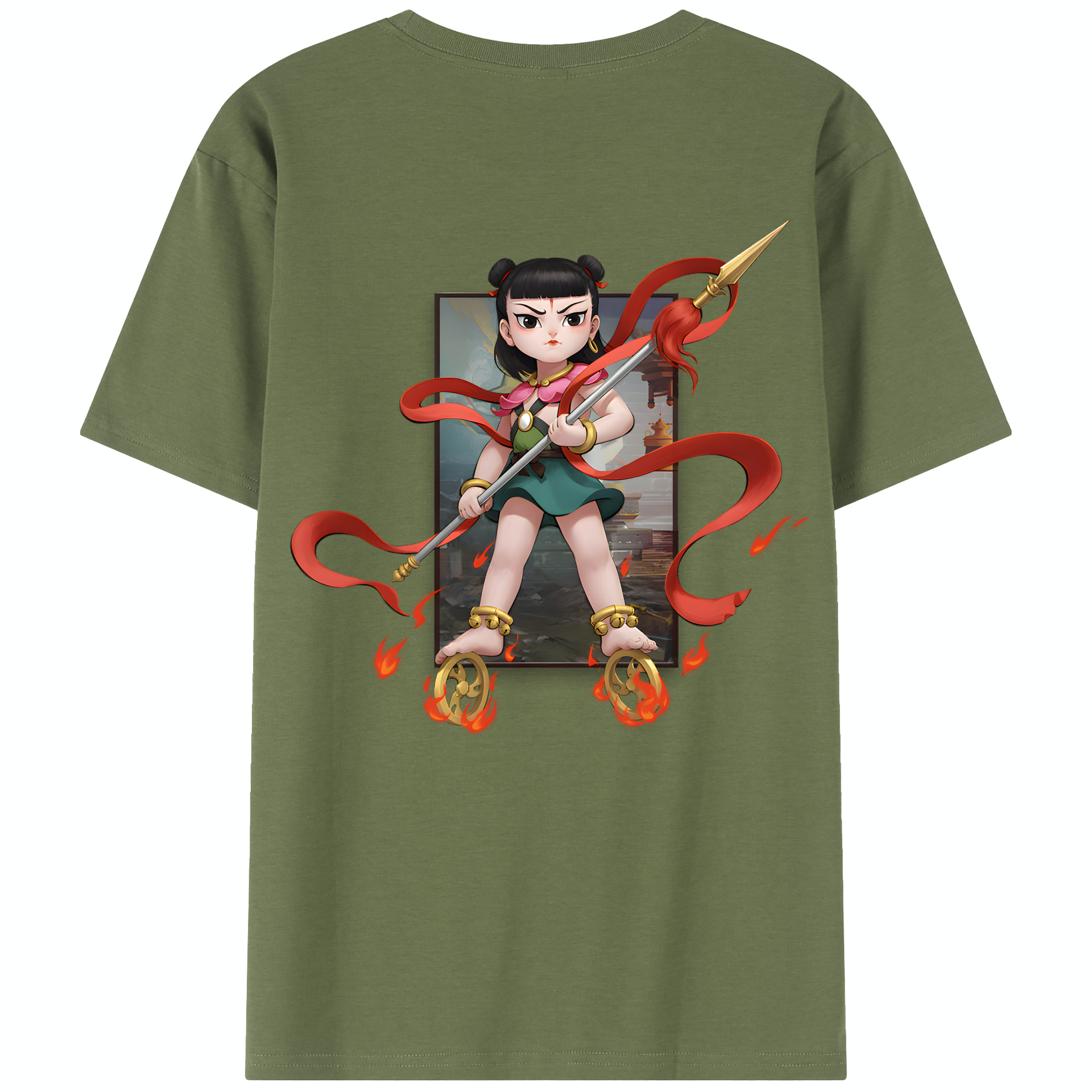 （画像用） Ne Zha 2 ナタ 魔童の大暴れ 綿100％半袖Tシャツ（背面プリント）